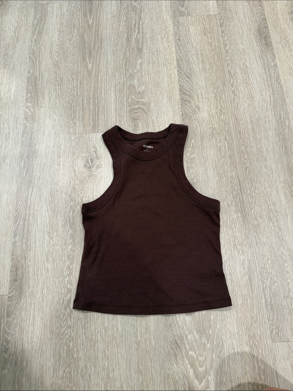 Old Navy Cropped high neck Ribbed Tank in Dark Brown